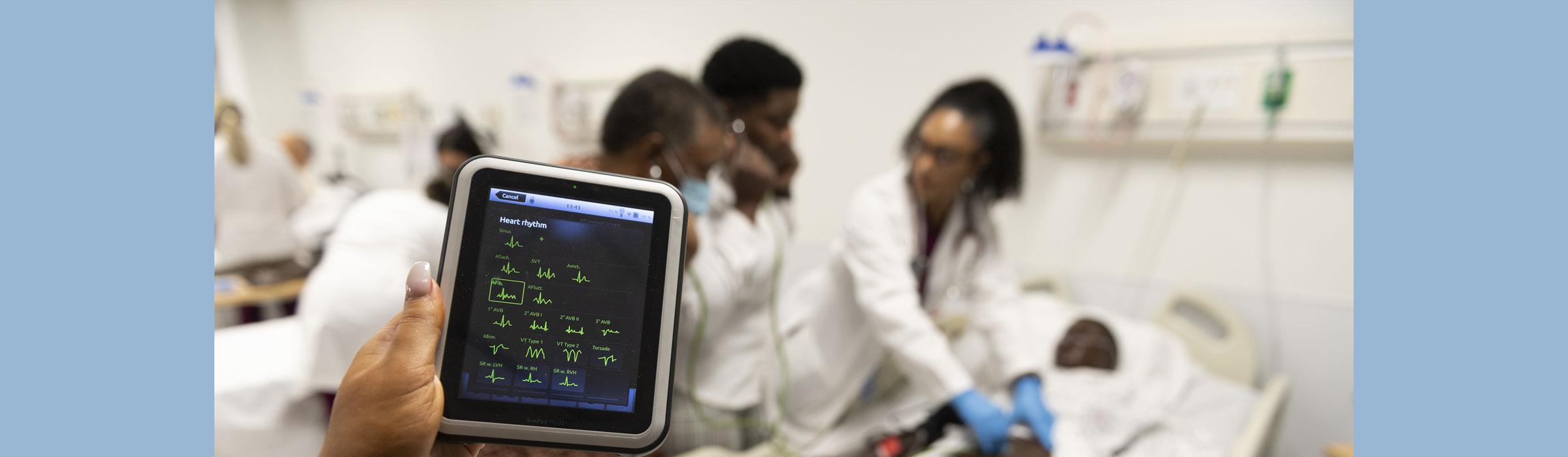 Nursing students in the simulation lab